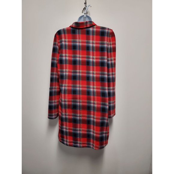 NO COMMENT NY-LA Red Plaid Button Shirt Dress Size Small - Picture 6 of 9